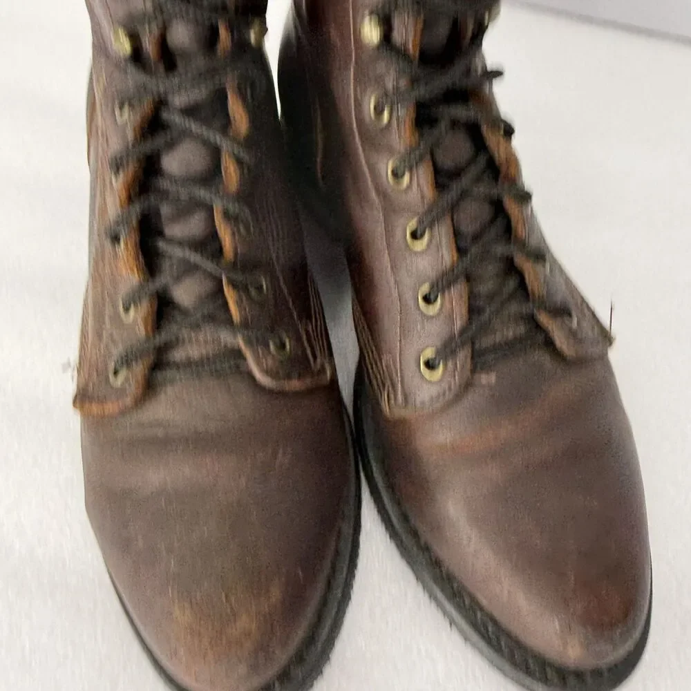 Double H Boots Men 7 Brown Leather Lacer Western Work USA Made Oil Resistant